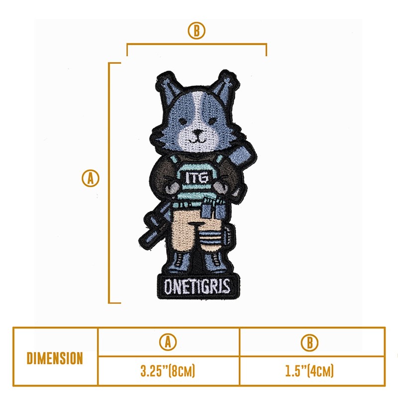 OneTigris Dog Embroidery Morale Patch Mascot Patch/Woven Fabric Velcro Patch