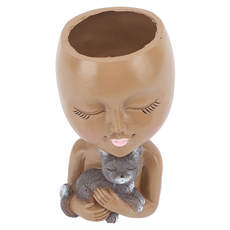 Funny Face Planter Pot Girl Head Planter Innovative Decorate Resin