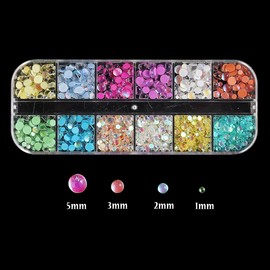 3D Aurora Bubble Nail Beads, Mixed Crystal Mermaid Beads for Nails, Nail Art Rhinestones Set with Tweezers, Colored Pearls for Nails, Y2K Nail Charms, Flatback Diamond Gems Decoration Supplies