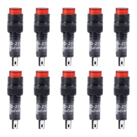 sourcing map Indicator Lights DC 24V, NXD-215 Red Neon Bulb, Flush Panel Mount 5/16" 8mm, 10Pcs