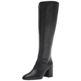 Franco Sarto Womens Tribute Knee High Heeled Boot Black Leather Wide Calf 7.5 M