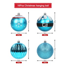 6 cm Christmas Tree Baubles, Blue, 16 Pieces Plastic Christmas Tree Baubles, Diamond, Painted Tree Decorations, Christmas Baubles, Plastic Baubles, Christmas Tree Decoration, Hanging Decorations
