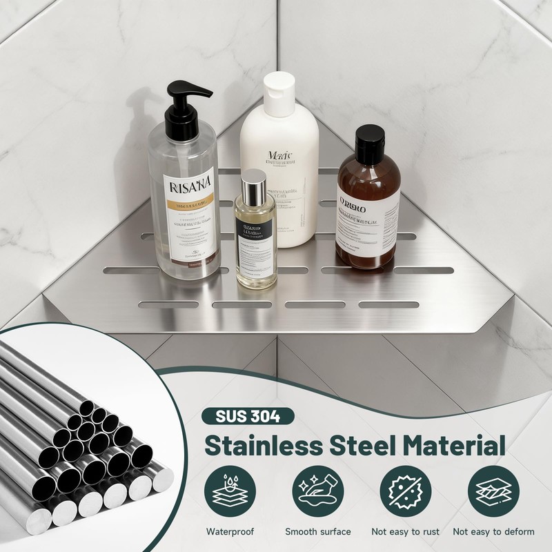 Greenspring 10" Corner Shower Shelf, Recessed Corner Shelves, 304 Stainless