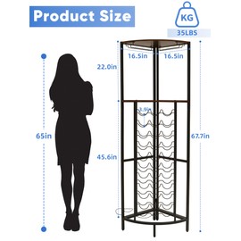 Qriocioa Corner Wine Rack with Led Strip Light Freestanding Floor with Wine Glass Holder 30 Bottle Wine Holder Rack Industrial Corner Liquor Cabinet Bar for Home Bar Kitchen Living Room (Rustic Brown)