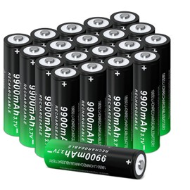 18650 Rechargeable Battery 9900mAh Large Capacity 3.7Volt Li-ion Batteries for Flashlight Headlamp (Button Top, 20 Pack)
