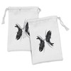 Lunarable Zodiac Pisces Fabric Pouch Set of 2, Monochrome Fish