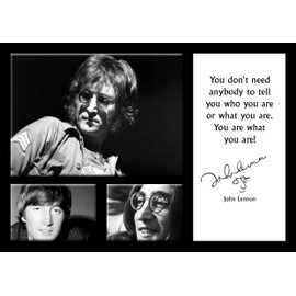 John Lennon Poster A4 - Signed (copy) Famous quote - Music Icon - The Beatles - Unframed Matte Black Plastic Poster Print Picture for Living Room