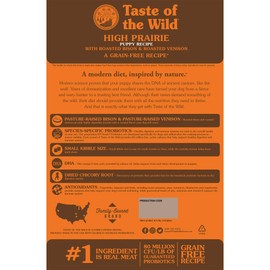 Taste of the Wild High Prairie Canine Grain-Free Recipe with Roasted Bison and Venison Dry Dog Food for Puppies, Made with High Protein from Real Meat and Guaranteed Nutrients and Probiotics 14lb