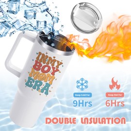 OneGemn Boy Mom Tumbler with Handle, Boy Mom Gifts for New Mom - 40 oz In My Boy Mom Cups Tumbler with Lid and Straw - Boy Mom Gifts for Mothers Day Birthday Christmas Gifts for Boy Mom