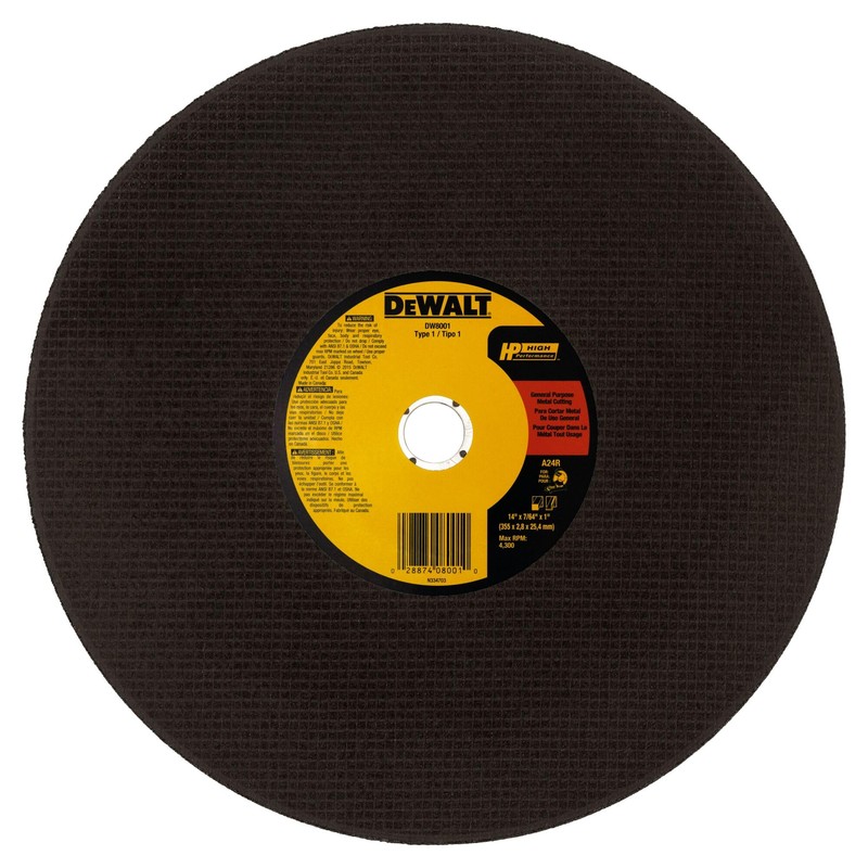 DEWALT 14" Chop Saw Blade, Metal Cut-Off Wheel (DW8001)