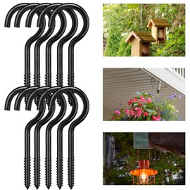 Dpyrrhic Black 4 Inch Large Heavy Duty Screw Hooks, 10 Pcs Ceiling Hooks for Hanging Plants Indoor and Outdoor Use