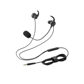 ELECOM Wired Headset 3.5mm 4-Pole Mini Plug with Microphone, Inner Ear Canal Type, Binaural, Includes Conversion Cable (4-Pole to 3-Pole), Black ECHS-EP21STBK