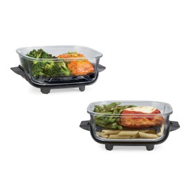 Ninja 6-Cup 2-Pack CleanCrisp Glass Containers for Meal Prepping with Leak-Proof Storage Lids, Compatible with Ninja Crispi Portable Cooking System, Microwave, Freezer & Dishwasher Safe, XSKSFN2X6CUP