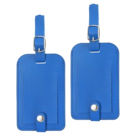 PATIKIL 2 Pack Luggage Bag Tags, PU Leather Suitcase Name Tags with Snap Travel Label Luggage Identifier Privacy Protection Travel Accessories, Gray