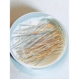 Unbranded 2 Inch Silver Plated Brass Head Pins 21 Gauge 50 Pieces