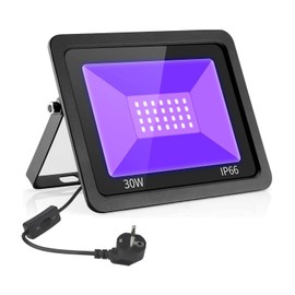 Eleganted 30 W LED UV Spotlight 395 nm Black Light Spotlight with Plug IP66 Waterproof UV Light Fluorescence Neon Colours Black Light Lamp for Decoration, Party, Disco, Poster, Stages