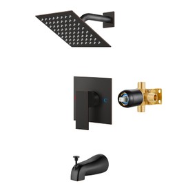 Airuida Shower Faucet Set with Tub Spout Bathtub Faucet Kit Shower Tub Faucet Set Complete Tub Shower Trim Kit with Solid Brass Rough-in Valve and 6 Inch Rainfall Square Showerhead Oil Rubbed Bronze