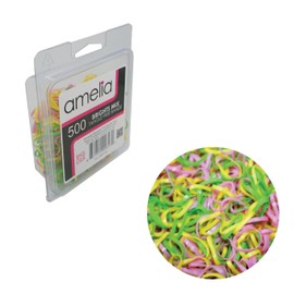 Amelia Beauty | 1/2in, Brights (Neon) Mix, Tangle Free Elastic Pony Tail Holders | Made in USA | 500 Pack