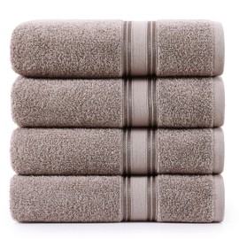 LANE LINEN 100% Cotton Bath Towels Set of 4 (30"x60") - Zero Twist, Mercerized Cotton Bathroom Towel Set - Quick Dry, Soft & Absorbent Large Bath Towels - Mininmal Linting After 3 Washes - Platinum