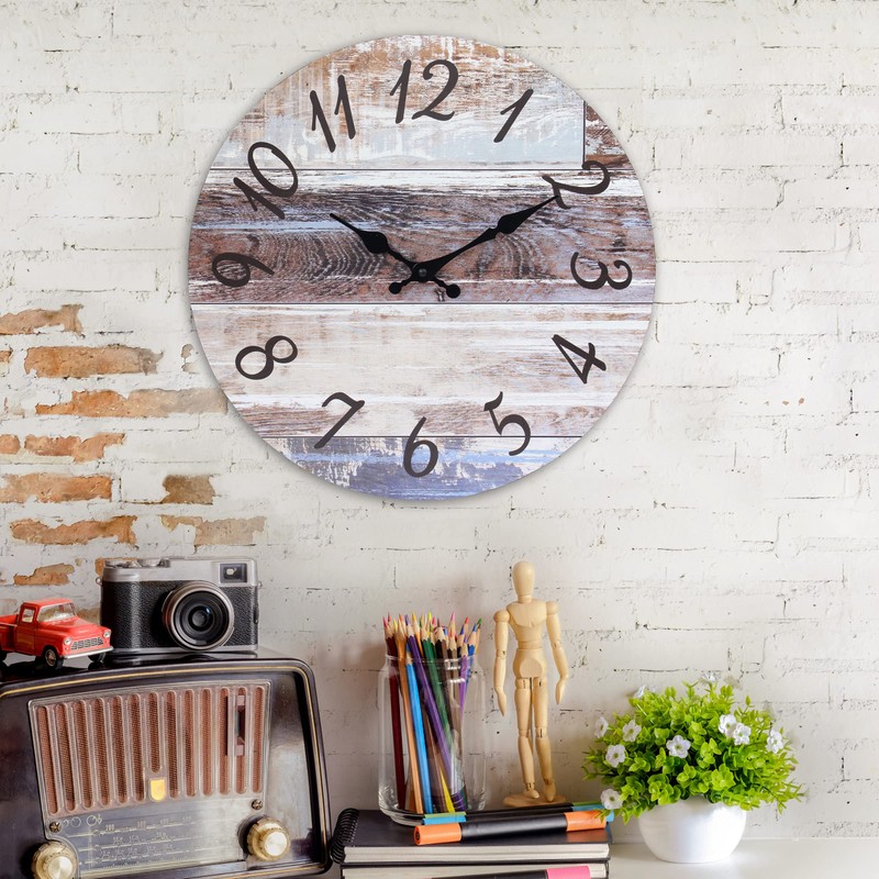 Stonebriar Vintage Farmhouse 14 Inch Round Battery Operated Hanging Wall
