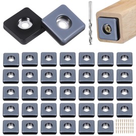Zocipro Teflon Gliders for Screws, Pack of 36 25 mm Furniture Gliders Teflon Square with Stainless Steel Screws for Furniture Armchair Legs Effective Protection of Your Furniture Chairs Floors