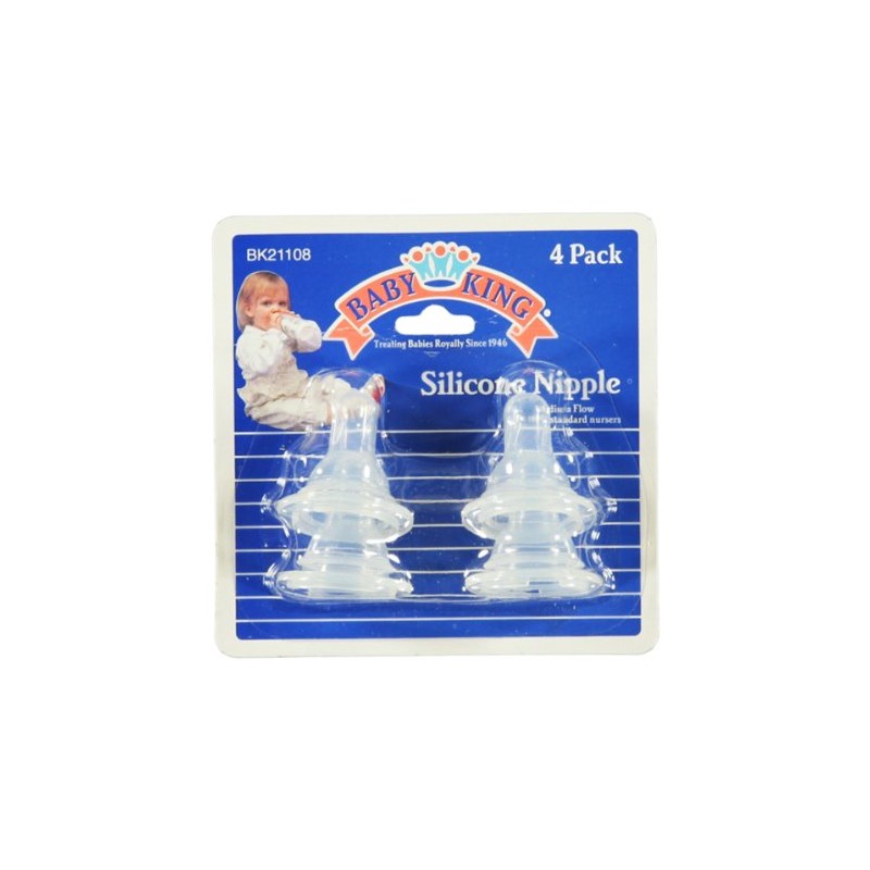 Baby King 4-pack Silicone Nipples - One Color, One Size