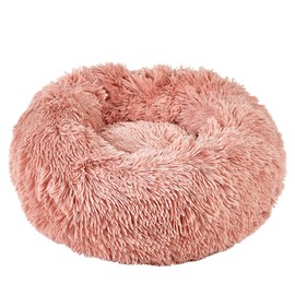Bunty Cat & Dog Donut Bed, Small - Plush, Fluffy Fur, Machine Washable - Anxiety Relief, Calming, Non-slip Design - Perfect for Dog, Puppy & Cat - Small, Pink