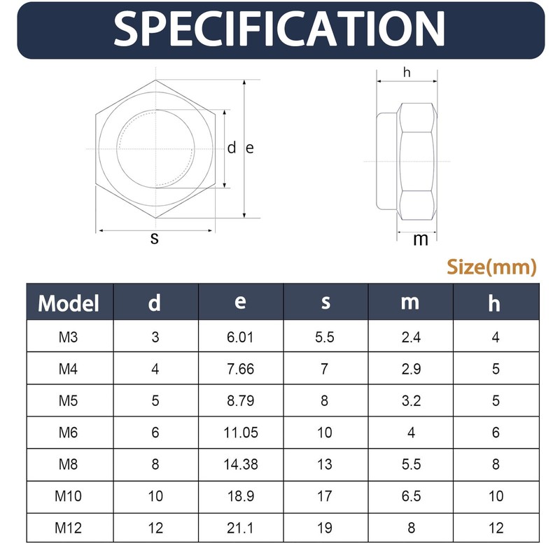 DIN985 Hex Nuts M5-60 Pieces, Czkonore Stainless Steel (A2/V2A) Locking
