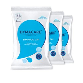 DYMACARE No Rinse Shampoo Cap | Rinse Free Shower Cap That Shampoos & Conditions - pH Balanced, Microwaveable, No Rinse Waterless Hair Wash (Set of 3 caps)