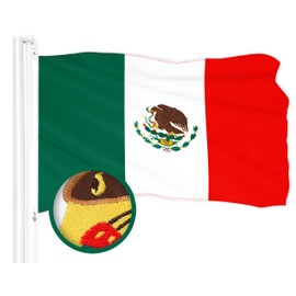 G128 Mexico Mexican Flag | 2x3 Ft | ToughWeave Series Embroidered 210D Polyester | Country Flag, Embroidered Design, Indoor/Outdoor, Vibrant Colors, Brass Grommets, Quality Polyester
