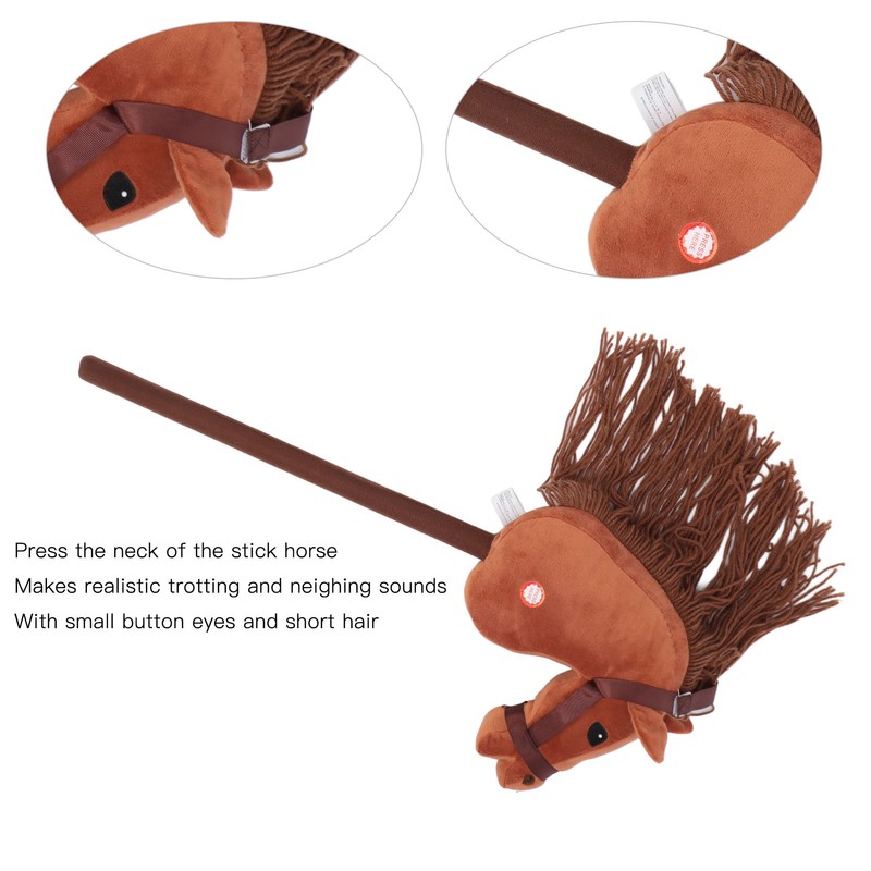 70cm Height Plush Horse Stick Toy Cute Expression 2 Sound
