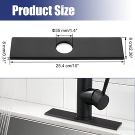 Hole Cover Plate for Sink Faucet, 10 Inch Faucet Escutcheon Plate, Stainless Steel Sink Cover Deck Plate for 1 Hole or 3 Hole Kitchen Bathroom Vanity Sink Faucet, Deck Escutcheon (Matte Black)