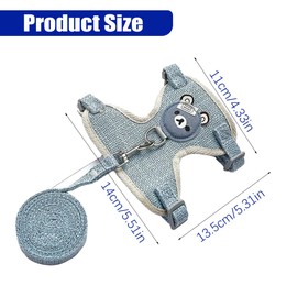 PHCOZY 1 x Adjustable Rabbit Harness, Rabbit Lead for Dwarf Rabbits, Soft Harness for Rabbits, for Small Animals, Rabbits, Hamsters, Cats, Outdoor (22-37 cm)