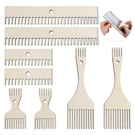 AHANDMAKER 8Pcs Wooden Weaving Loom Comb, 4 Style Tapestry Beater Comb, Double Ended Wooden Loom Comb, Fringe Comb DIY Braided Tools, for Knitting Handcraft Tapestry Rug Placemat Sweater Scarf