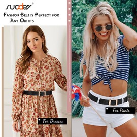 SUOSDEY Fashion Womens Faux Leather Belts Waist Belt with Pin Buckle for Jeans Pants,black,1.5" width