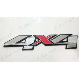 Custom Auto 4X4 2PC Black Chrome Red 3D 4x4 Bed Rear Emblem Badge Decal Fit Silverado GMC Sierra