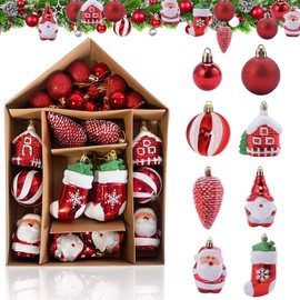 Christmas Baubles Balls Ornaments for Xmas Christmas Tree,Shatterproof Christmas Ornaments Set, Reusable Xmas Tree Decorations 27 PCS