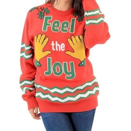 Costume Agent Feel The Joy Groping Hands Red Ugly Christmas Sweater (XXX-Large)