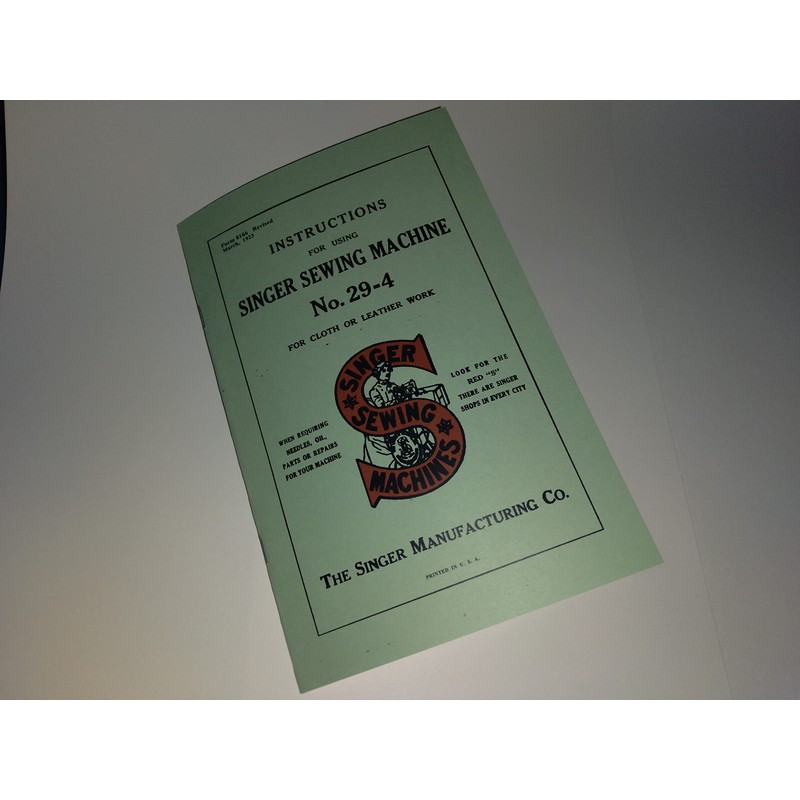 Instruction Manual for 29-4 Sewing Machine Manual Reproduction
