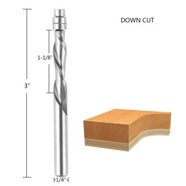 SpeTool 5PCS Down-Cut Spiral Flush Trim Router Bits Set,1/4 Inch Shank Solid Carbide Bottom Bearing Flush Cut Router Bit for Woodworking Trimming