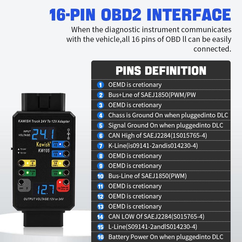 Professional OBD2 Breakout Box with LED Indicator, 16-Pin Diagnostic Tool
