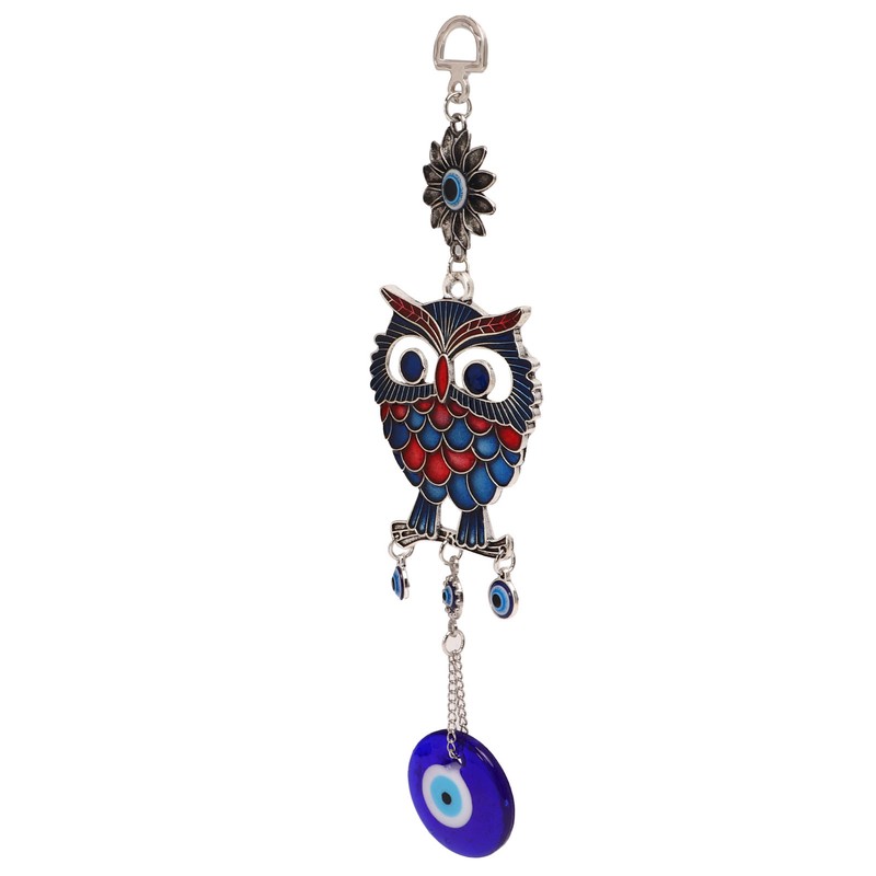 9.3in Blue Evil Eye Owl Pendant Decoration Protection Blessing Lightweight