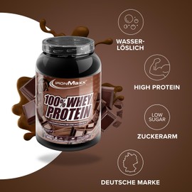 IronMaxx IronMaxx 100% Whey Protein Pulver - Milchschokolade 900g Dose | zuckerreduziertes, wasserlösliches Eiweißpulver aus Molkenprotein | viele verschiedene Geschmacksrichtungen