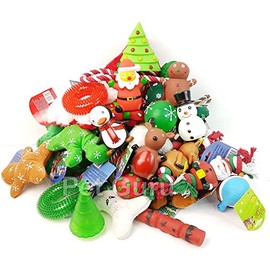 Display Guru 20 x CHRISTMAS DOG TOYS GIFT SET WITH FESTIVE TOYS SNOW MAN, DEER, SQUEAKY PLUSH DOG XMAS GIFT