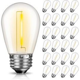 24PCS Focos Led Luz Calida, Bombillas de Repuesto LED S14, Focos Vintage Luz calida, Inastillable e Impermeable, 2200K, E26, 110V, para Luces de Cadena para Exteriores