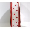 Sopp #5 Wired White w/Red Hearts Valentine's Ribbon 25 Yards