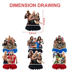 6Pcs Wrestling Party supplies set Honeycomb Centerpieces Double Sided Table Topper for Wrestling birthday party decoration