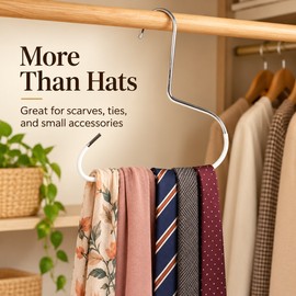 8 Cap Circle Ring Hat Hanger, Space Saving Baseball Cap Organizer with Hanging Rings for Closet, Bedroom, Scarves, Ties & Accessories