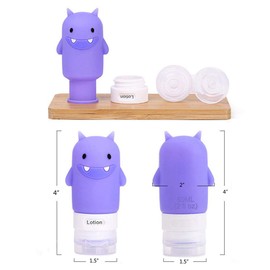 Heicat Travel Bottles Set for Liquids, TSA Approved Leak Proof Silicone Cosmetic Travel Containers, for Shampoo, Conditioner, Lotion, Toiletries 2OZ (Monster)