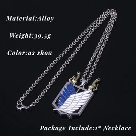 Ticome Wings of Freedom Pendant Necklace,Scout Regiment Badge Alloy Necklace,Suitable for Wearing at Anime Themed Gatherings,Anime Cosplay Gifts for Girls Teens Women Men